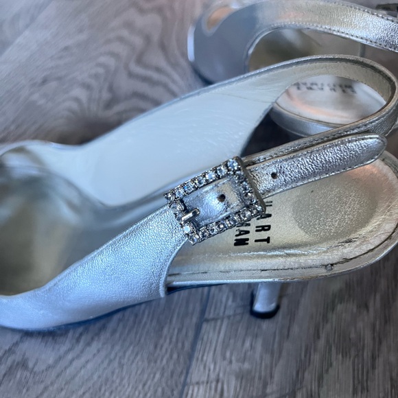 Stuart Weitzman Metallic Silver open toe Heels - Picture 5 of 6